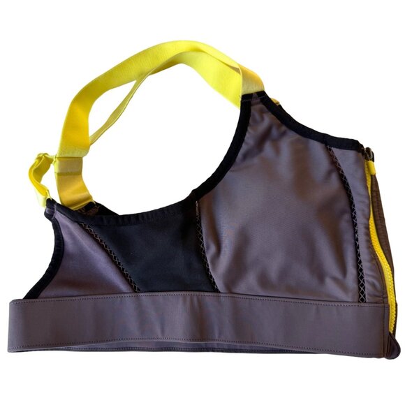 Fabletics Sports Bra Crisscross Straps Gray Yellow Size XXS Front Zip Athletic - Picture 9 of 11